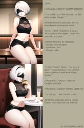 ai_generated black_blindfold blindfold burping caption female jessicabreas nai_diffusion nier:_automata sequence skinny small_breasts stable_diffusion weight_gain white_hair yorha_2b