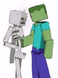 color colored hi_res highres kogito looking_at_partner minecraft minecraft_mob monster monsters skeleton skeleton_(minecraft) zombie zombie_(minecraft)