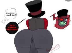 2boys angry anus ass backsack big_ass big_butt black_hat black_hat_(villainous) black_skin butt cartoon_network dr._flug_(villainous) fat_ass fat_butt gay hat huge_ass huge_butt male male/male male_only mawile123 monocle offscreen_character text text_bubble thick_ass thick_butt top_hat villainous warner_brothers yaoi