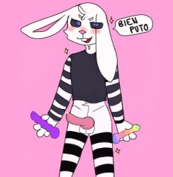 anthro bunny_boy bunny_ears conterstine dildo furry gay genitals precum rabbit solo solo_male youtube_hispanic youtuber youtuber_boy