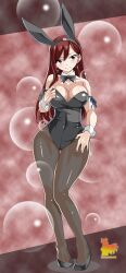 bunny_costume bunny_ear bunny_ears bunny_girl bunnygirl bunnysuit curvy_body curvy_female curvy_figure erza_scarlet fairy_tail long_hair metaminegl pantyhose playboy_bunny red_hair seduction seductive seductive_eyes seductive_look seductive_pose seductive_smile wide_hips