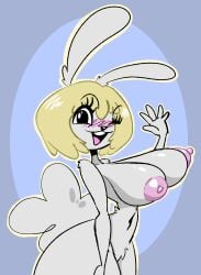 animal_ears animal_humanoid anthro big_breasts bigshieldgardna blush breasts carrot_(one_piece) female female_only fur furry minkmen_(one_piece) nipples nude nude_female one_piece puffy_nipples rabbit wink