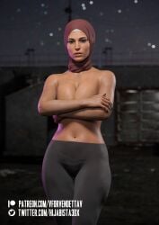 3d arms_crossed athletic athletic_female big_ass big_breasts blender breast_squeeze breasts brown_eyes cellulite cleavage female female_focus female_only high_resolution hijab hourglass_figure lara_croft lara_croft_(survivor) looking_at_viewer nudity pinup pinup_pose pose posing realistic sideboob standing tagme thick_thighs thighs tomb_raider tomb_raider_(survivor) vforvendettav wide_hips