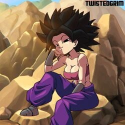 1girls 2d 2d_animation animated black_eyes black_hair breasts caulifla clothing dragon_ball dragon_ball_super female female_only female_saiyan flashing flashing_breasts gif shounen_jump solo solo_female teenager tongue_out twistedgrim undressing