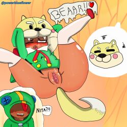 1girls big_ass brawl_stars brother_and_sister female incest leon_(brawl_stars) nita_(brawl_stars) powerblueflower shiba_nita tagme