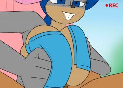 animated anthro big_breasts blue_eyes blue_hair breasts buckteeth cleavage clothed clothing color creatiffy digital_media_(artwork) duo female female_focus fur furry genitals hair huge_breasts humanoid looping_animation male male/female mammal mouse murid murine no_sound paizuri penis rodent simple_background smile straight titfuck uncensored under_boob video