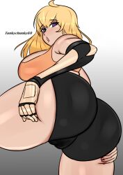 ass ass_focus ass_grab ass_up big_ass big_breasts blonde_female blonde_hair prosthetic_arm robotic_arm rwby thick thick_ass thick_thighs tunkychunky69 yang_xiao_long