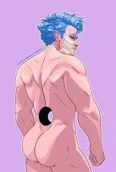 arrancar ass bleach blue_hair blue_hair_male butt_focus grimmjow_jaegerjaquez male_only male_pinup pinup pinup_pose solo solo_male