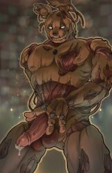 1boy anthro balls boner cum erection five_nights_at_freddy's fnaf furry inviting looking_at_viewer male male_only penis precum presenting rabbit repressed_youth self_fondle solo solo_focus springtrap springtrap_(fnaf)