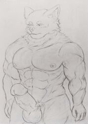 5_fingers abs absurd_res anthro balls big_biceps big_muscles big_pecs big_penis blush bodily_fluids bulge canid canine canis clothed clothing erection fingers genitals hi_res humanoid humanoid_genitalia humanoid_penis ichinoseura male mammal muscular muscular_anthro muscular_male muscular_thighs nipples nude pecs penile penis pubes smile smiling_at_viewer solo solo_focus sweat thick_thighs underwear vein veiny_penis wolf