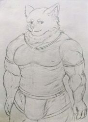 absurd_res anthro bulge canid canine canis clothed clothing hi_res humanoid ichinoseura male mammal muscular muscular_anthro muscular_male shirt smile smiling_at_viewer solo solo_focus topwear underwear wolf