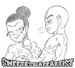 bald black_and_white breasts cheating cheating_husband cheating_wife chichi cucked_by_friend cum cum_on_breasts cum_on_face dick dragon_ball dragon_ball_super dragon_ball_z krillin kuririn monster_cock sweetescapeartist