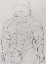 5_fingers abs absurd_res anthro balls big_biceps big_muscles big_pecs big_penis blush bodily_fluids bulge canid canine canis clothed clothing erection fingers genitals hi_res humanoid humanoid_genitalia humanoid_penis ichinoseura male mammal muscular muscular_anthro muscular_male muscular_thighs nipples nude pecs penile penis pubes smile smiling_at_viewer solo solo_focus sweat thick_thighs underwear vein veiny_penis wolf