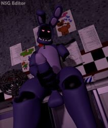 3d 3d_(artwork) animatronic anthro balls bonnie_(fnaf) bow_tie digital_media_(artwork) erection five_nights_at_freddy's five_nights_at_freddy's_2 gay genitals heart_eyes lagomorph leporid looking_at_viewer machine male male_only mammal masturbation nsg_editor nude penis rabbit robot scottgames solo solo_focus source_filmmaker withered_bonnie