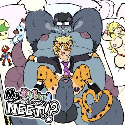 2boys anthro armpit_hair bed belly_grab big_dom_small_sub big_nipples big_tail body_hair body_pillow cheetah chubby chubby_male clothing dakimakura_design dakimakura_pillow dominant duo embarrassed fat fat_man felid feline footwear foreskin furniture garter_belt garter_belt_socks garter_straps gay genitals hair hi_res human lying lying_on_another lying_on_bed male male/male male_only mammal messy_hair murid murine nanozapz neet nerd nipples obese obese_male on_bed overweight overweight_male penis pillow rat rodent size_difference slob socks suit tail yaoi