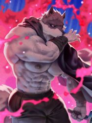 abs biceps death_(puss_in_boots) furry male male_focus male_only muscle muscles muscular muscular_arms muscular_back muscular_legs muscular_male muscular_thighs nipples pecs puss_in_boots_(dreamworks) puss_in_boots_the_last_wish raccoon21 shrek_(series)