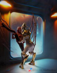 2girls 3d 3eedeebee ass blender breasts deep_penetration female female_only fist fisting fisting_pussy monster_girl nipples protoss pussy pussy_fisting queen_of_blades sarah_kerrigan selendis sex space starcraft starcraft_2 window yuri zerg