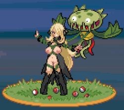 angry angry_face big_breasts carnivine cynthia_(pokemon) pixel_art pixizi pokemon pokemon_dppt pokephilia rape restrained ripped_clothing ripped_pants tagme tentacle tied_up