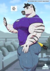 abs biceps bulge furry high_resolution highres male male_focus male_only muscle muscles muscular muscular_arms muscular_ass muscular_back muscular_legs muscular_male muscular_thighs nipples pantheradraws pecs sxfpantera veins zebra