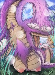 absurd_res breasts canid canine capcom dragon female fox genitals hi_res leviathan_(mh) mammal mizutsune monster monster_hunter pussy sloppy_bird solo