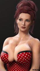 3d 3d_(artwork) big_breasts cleavage jojozz milf nose_ring pinup portrait slushe_(website) tanline