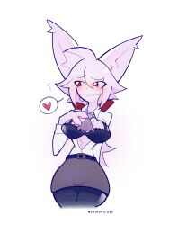 animal_ears big_breasts clothing collared_shirt female female_only furry heart oc original_character presenting_breasts red_eyes shiruru skirt sweat