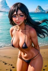 1girls ai_generated anime babe beach beautiful beautiful_females big_breasts black_bikini black_hair black_hair_female bleach bleach:_the_thousand-year_blood_war busty clouds curvy_figure female_only kuchiki_rukia looking_at_viewer micro_bikini sea sexy shinigami smile smiling_at_viewer stable_diffusion toongenai