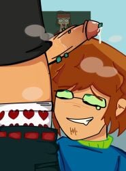 big_cock big_penis blowjob breath breath_cloud dripping dripping_cum dripping_semen drool duncan_(tdi) face_closeup gay gay_blowjob harold_(tdi) jock nerd punk saliva shocked toony total_drama_island tyler_(tdi)