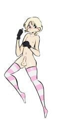 1boy blonde_hair blush cal_gabriel calvin_gabriel cat_paws femboy gay male male_only penis socks solo tcc thighhighs thighs true_crime true_crime_community white_background zero_day