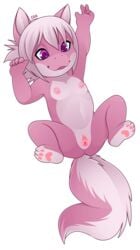 1girls b-ern baby cub dragon female female_only fur furred_dragon furry nipples pawpads pink_eyes pink_fur pussy solo young young_anthro