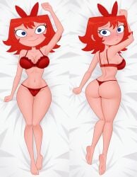 1girls ai_assisted breasts cartoon dakimakura fan_character female female_only lingerie marie_elizabeth_flynn_garcia_shapiro oc phineas_and_ferb pixai red_hair suggestive