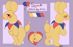 absurd_res ambiguous_gender anthro anus balloon_animal digital_drawing_(artwork) digital_media_(artwork) english_text featureless_crotch genitals hi_res lock_symbol model_sheet null null_bulge simple_background solo text wolf_fire