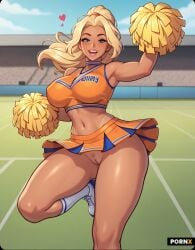 1girls ai_generated armpits breasts cheerful cheering cheerleader cheerleader_costume cheerleader_outfit cheerleader_uniform football football_field lifted_skirt n_1611 no_panties pussy pussy_exposed pussy_lips pussy_visible_through_clothes school school_girl schoolgirl skirt solo