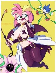 alternate_costume amy_rose cosplay huge_breasts imminent_anal large_breasts large_thighs mahou_shoujo_ni_akogarete navel pasties restrained sonic_(series) sonic_the_hedgehog sonic_the_hedgehog_(series) starfinga