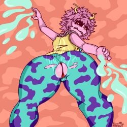 anus_peek ashido_mina ass baron_vee big_butt black_sclera bodysuit camel_toe clothing embarrassed eyelashes female green_bodysuit green_clothing green_skinsuit hair hi_res horn horned_humanoid humanoid looking_back low-angle_view my_hero_academia pattern_background pattern_bodysuit pink_hair purple_bodysuit purple_clothing purple_skinsuit rear_view red_background red_clothing red_eyes red_thong red_underwear short_hair simple_background skinsuit solo thick_thighs thong tight_clothing underwear wardrobe_malfunction wide_hips yellow_horn