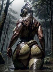 1girls ai_generated anthro ass ass ass_focus backboob big_ass big_breasts big_butt brown_body brown_scales brown_skin butt_focus curvaceous curvy curvy_female curvy_figure eye_contact fantasy fat_ass fat_butt female female female_focus female_only fog foggy foggy_background green_body green_scales green_skin hourglass_figure large_ass large_butt lizard looking_at_viewer looking_back looking_back_at_viewer looking_to_the_side magnumdawn naked naked_female nature nature_background nude nude_female oc original original_character outdoors outside partially_submerged partially_submerged_legs photorealistic plant plants reptile reptile_humanoid scales scalie scalie_female scalie_humanoid side_eye sideboob solo solo_female solo_focus spikes stable_diffusion swamp tail tail_aside thick_thighs tree trees turning_head wading walking walking_away wide_ass wide_hips