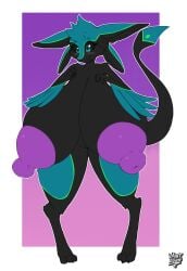 2024 3_fingers 3_toes 4_ears absurd_res anthro areola avali avian big_areola big_breasts big_nipples black_arms black_body black_breasts black_claws black_face black_feathers black_legs black_sclera black_tail blue_body blue_eyes blue_feathers blue_hair blue_wings blush border breasts claws feather_hair feathered_wings feathers feet female fingers genitals green_body green_feathers hair hi_res huge_areola huge_breasts huge_nipples hyper hyper_breasts looking_at_breasts looking_at_own_breasts looking_at_self multi_ear nipples nude nude_anthro nude_female pseudo_hair puffy_nipples purple_areola purple_background purple_nipples pussy ralena/ralaku short_hair signature simple_background solo tail toes vant_talon white_border winged_arms wings