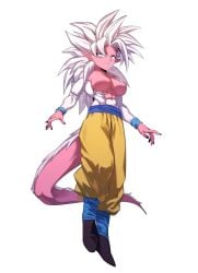 1girls abs android_21 arabian_clothes athletic athletic_female big_breasts black_nails dragon_ball dragon_ball_fighterz dragon_ball_z elf_ears fit fit_female long_ears long_hair looking_at_viewer majin_android_21 muscle_girl muscular_arms muscular_female no_nipples pink_skin pointy_ears pose silver_eyes six_pack spiked_hair spiky_hair super_saiyan_4 tail white_fur white_hair zquung