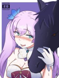 blue_eyes doujin dress gloves hispanic_virtual_youtuber horse indie_virtual_youtuber kyria_vtuber purple_hair vtuber vtuberfanart