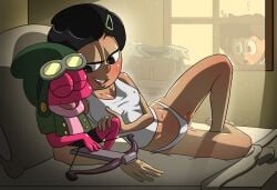 amphibia amphibia_(series) anne_boonchuy asian_female barefoot crop_top crossbow dark-skinned_female dark_skin disney disney_channel feet marcy_wu medullamind panties sprig_plantar tagme thai thai_female toes weapon