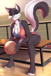 1female 1girl 1girls 2021 2021s 4_toes 5_fingers anthro anthro_female anthrofied ball barefoot basketball basketball_(ball) basketball_uniform bedroom_eyes big_breasts black_fur black_nose bottomwear bra breasts cat cat_ears cat_girl cat_humanoid cat_tail cat_whiskers catgirl claws cleavage clothing digital_drawing_(artwork) digital_media_(artwork) dolphin_shorts domestic_cat english english_text eyelashes feet felid feline felis female female_anthro female_focus female_only fingers fluffy fluffy_tail full_body fur furry furry_female furry_only grey_eyes half-closed_eyes hi_res holding_ball holding_object looking_at_viewer looney_tunes narrowed_eyes pakwan008 penelope_pussycat pupils shirt_lift shorts signature sitting slit_pupils smile solo solo_female solo_focus space_jam space_jam:_a_new_legacy sports_bra sportswear tagme tail tank_top text text_on_clothing text_on_shirt text_on_tank_top text_on_topwear thick_thighs thighs toes topwear tune_squad_outfit_(2021) tunesquad two_tone_body two_tone_fur two_tone_tail underwear uniform warner_bros warner_brothers whiskers white_body white_fur