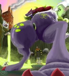 absurd_res anus ass digital_media_(artwork) factory fart generation_5_pokemon hi_res industrial nintendo nuclear painting pokemon pokemon_(species) toxic zoroark zorojack