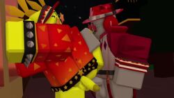 2boys against_wall bottomless_male chance_(forsaken) elliot_(work_at_a_pizza_place) forsaken_(roblox) gay night outside tagme video work_at_a_pizza_place