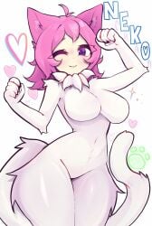 catgirl cute_pose female nekochan_(telegram) pink_hair telegram