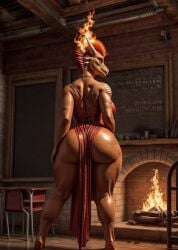 1girls ai_generated anthro ass back_view big_ass bottom_heavy chalkboard classroom curvaceous curvy curvy_female curvy_figure dragon dragon_girl dragon_horns dress fantasy fat_ass female female_focus female_only fire fire_hair flaming_hair from_behind horn indoors inside magnumdawn mohawk oc orange_body orange_hair orange_scales orange_skin original original_character photorealistic rear_view red_clothing red_dress reptile reptile_humanoid scalie school skimpy skimpy_clothes solo solo_female solo_focus stable_diffusion standing thick_thighs wide_hips