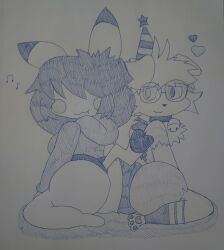 artist_request canine cooper_(pikaboobs) glasses looking_at_viewer no_color source_request tagme traditional_media_(artwork) volta_(pikaboobs)