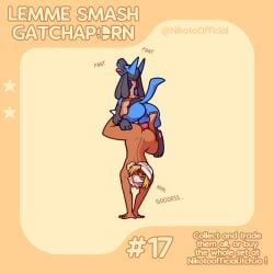 2boys animal_genitalia cuntboy furry hand_stand intersex knot lucario male male_only nikoto_all-stars_smashing nintendo pussy sheik super_smash_bros.