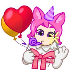 1female 1girls animated animated animated balloon big_breasts birthday_hat cat_ears cat_tail catgirl female female female_focus female_only looking_at_viewer nekochan_(telegram) simple_background smiling_at_viewer telegram transparent_background unknown_artist