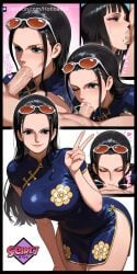 ai_generated blowjob breasts china_dress chinese_new_year clothing female hotload-8 male nico_robin one_piece petreon