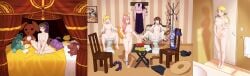 ar_tonelico_ii bathroom_reflection bedroom blonde_hair body_swap brown_hair cloche_leythal_pastalia fate/grand_order nic0_robin69 nude_female operation_chair out_of_body_experience personality_excretion pink_hair ryoubi_(senran_kagura) senran_kagura tamamo_no_mae_(fate) wedge_heels